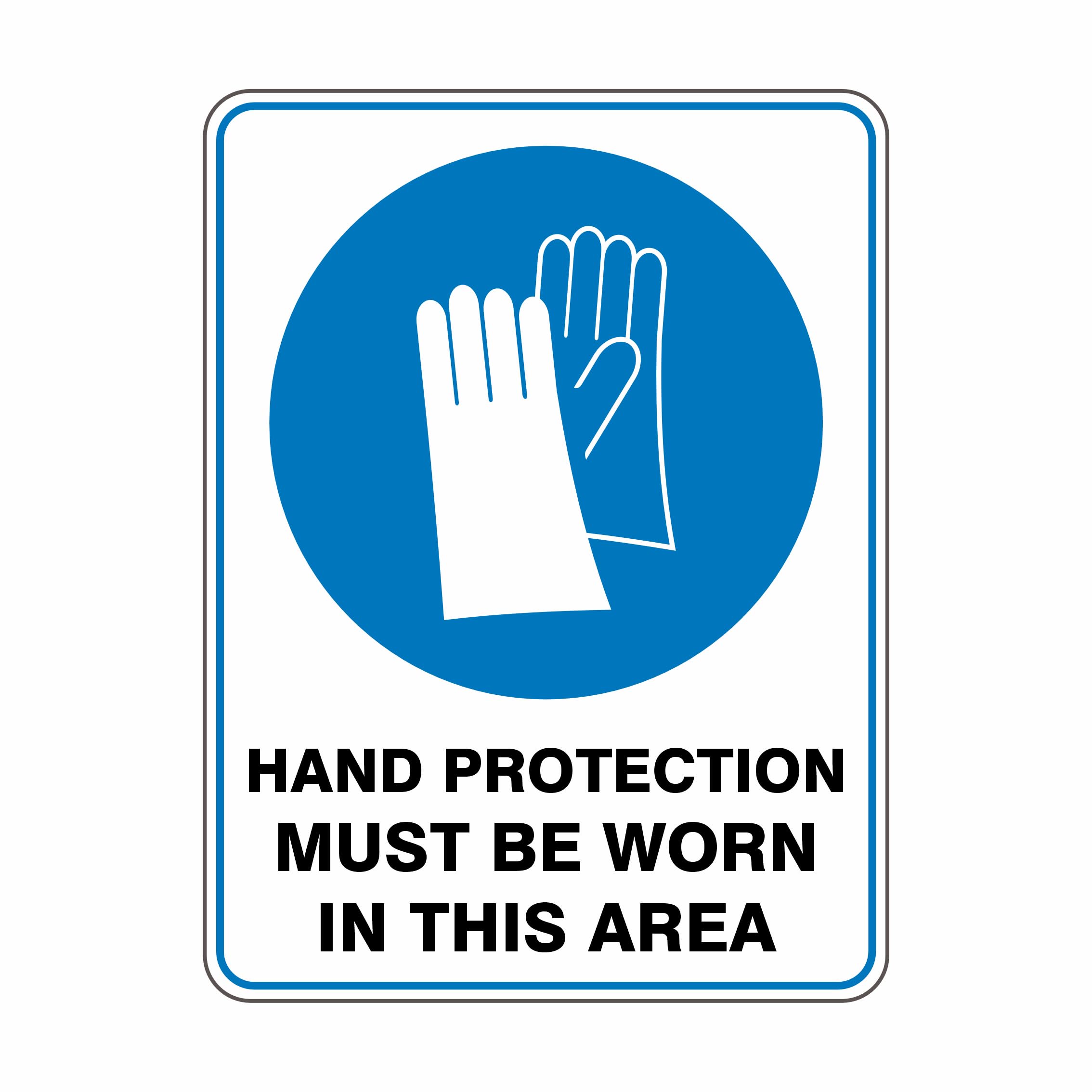 Hand Protection Must Be Worn In This Area Mandatory Signs, 12x8 Metal Tin Sign, Wear hand protection.