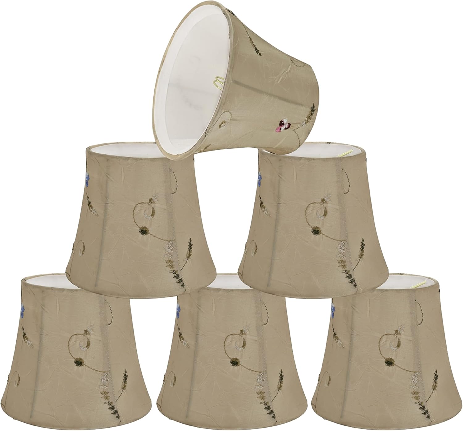 Aspen Creative 30393-6A, Bell Clip-On Chandelier Lamp Shade, Gold, 4" Top x 6" Bottom x 5" Slant Height, Set of 6