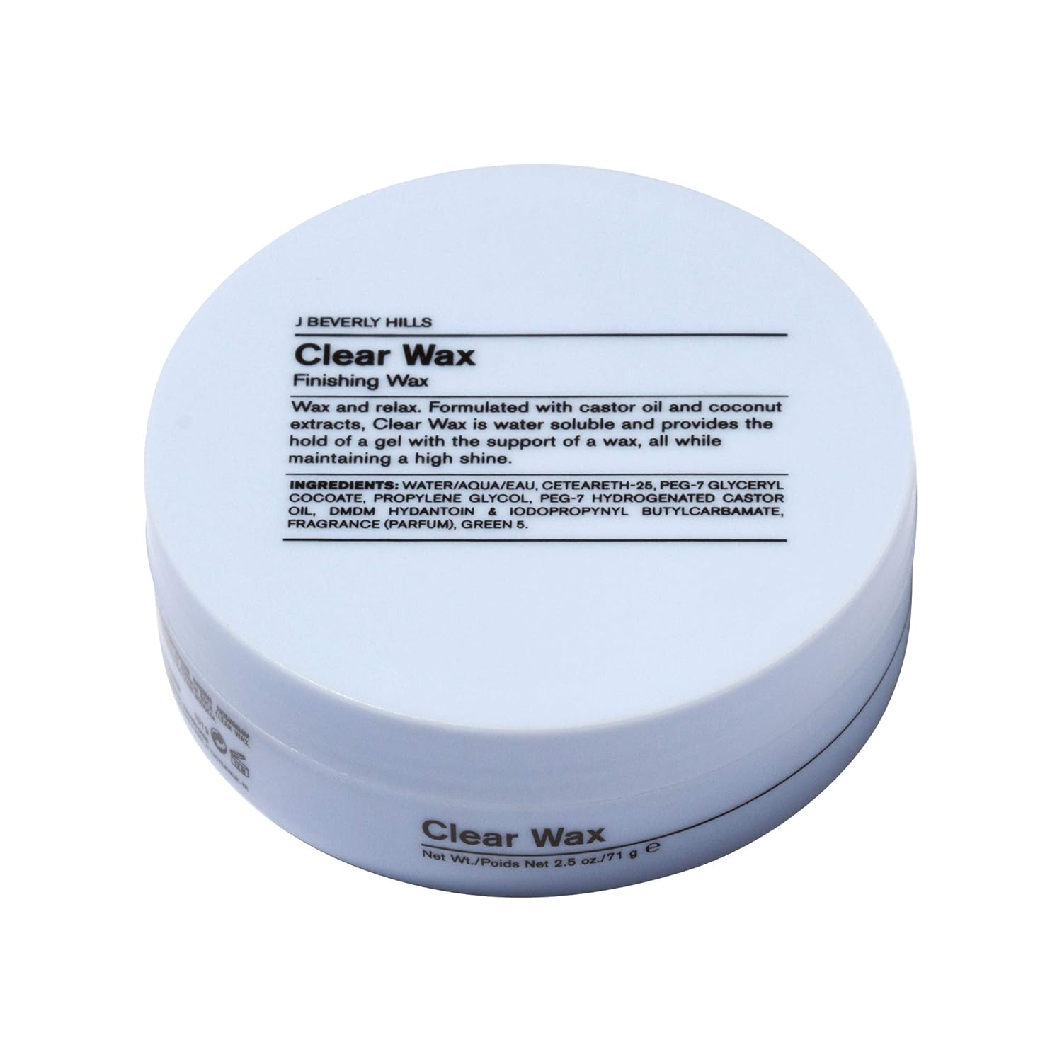 J Beverly Hills Blue Clear Finishing Wax with Castor Oil for Strong Hold and Hair Growth, 2.5 Oz