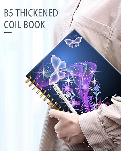 Vista 35 de iampanda Cuaderno con espiral, diseño floral, encuadernación fuerte de doble alambre con papel de primera calidad para niñas y mujeres, 60 hojas A5