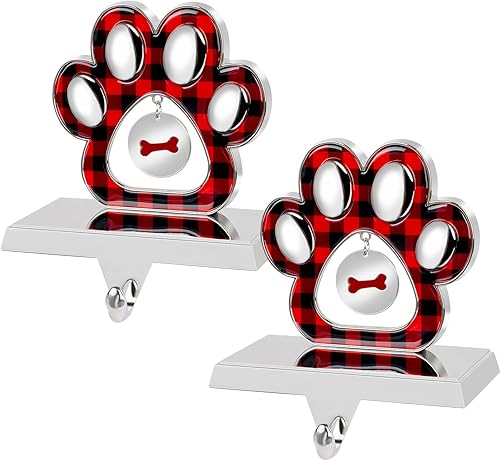 Miniatura 9 de Hxezoc Juego de 2 soportes para calcetines de pino y copo de nieve de Navidad, soportes de metal 3D marrones para repisa de chimenea, decoraciones