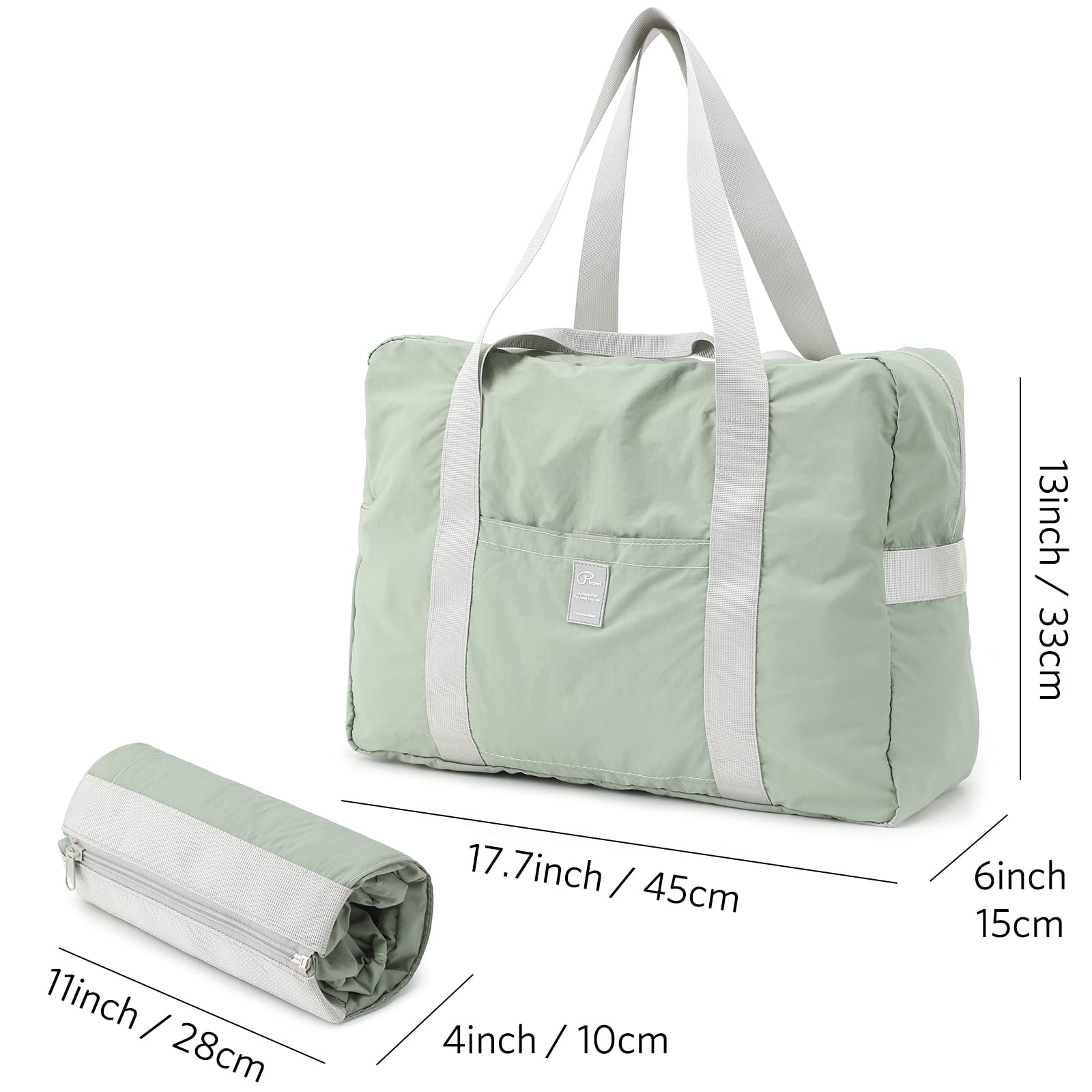 VanFn Borsone da viaggio pieghevole, borsone sportivo da palestra, borsa da palestra in nylon impermeabile, borsone leggero per donne e uomini, borsa da weekend all'aperto, serie P.Travel, Verde opaco