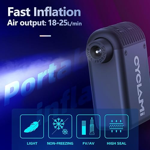 Miniatura 3 de Mini bomba eléctrica para bicicleta, bomba de neumáticos portátil de 100 PSI, bomba de aire con válvula PrestaSchrader de aluminio para bicicletas