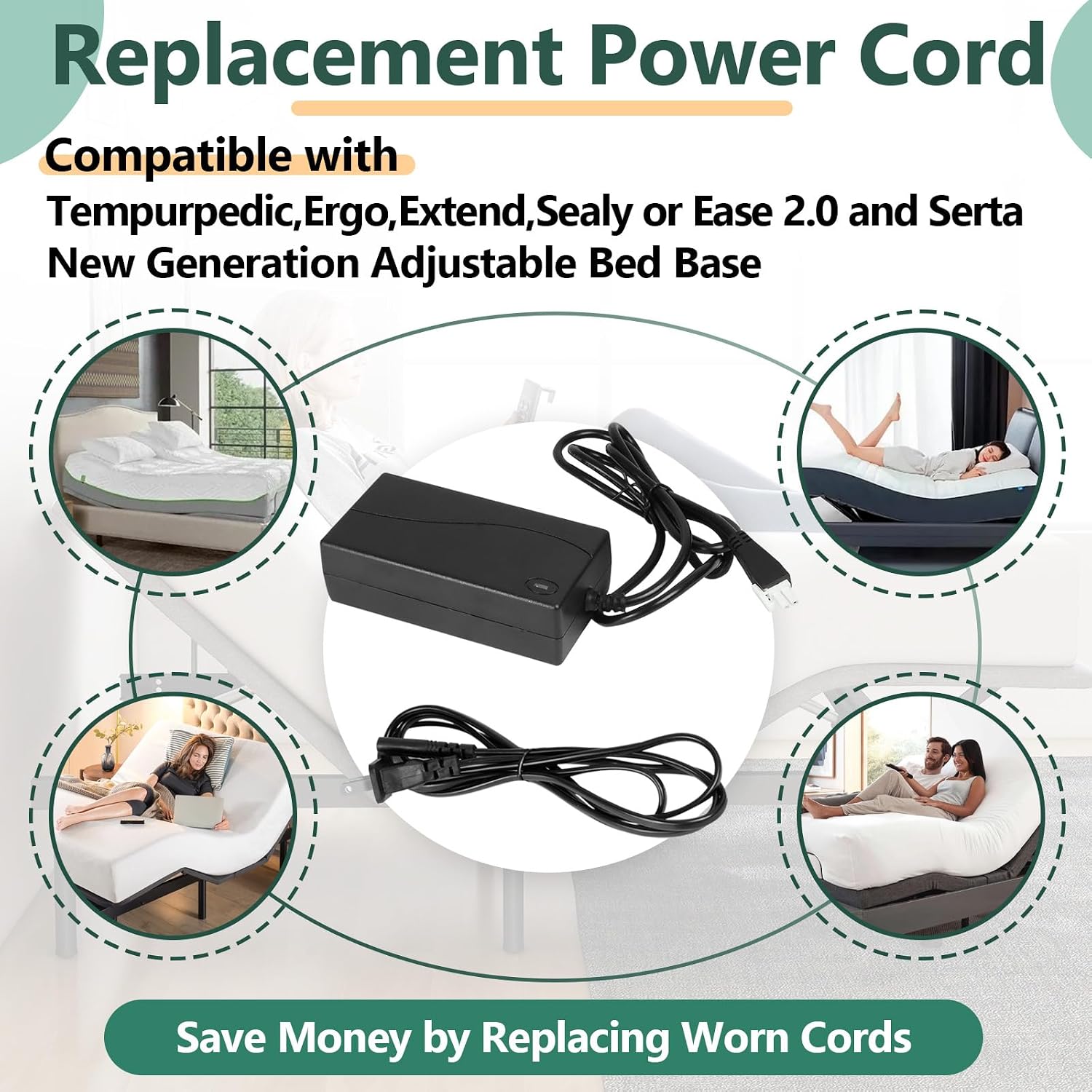 29V Adjustable Bed Switching Power Supply, 2 Piece Base Adapter Kit