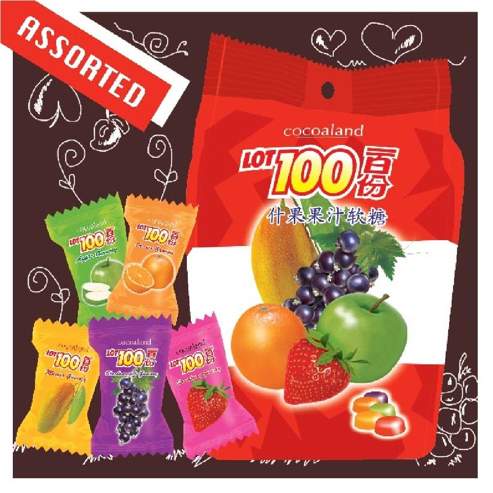 Cocoaland Lot 100 Gummy 320g (Assorted, 12 Packs)