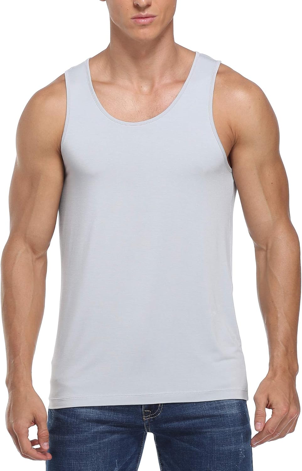 COLORFULLEAF Men's Bamboo Rayon Undershirts Tank Tops Men Crew Neck Stretchy Tank Shirts Pack(1 or 3) - Image 4