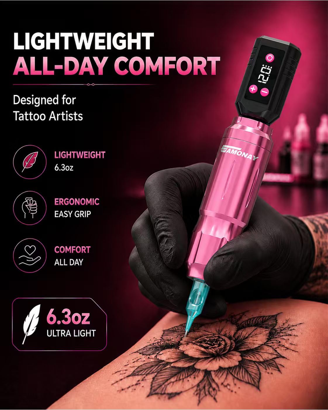 Cordless Tattoo Gun Kit,Tattoo Kit with Ink and Needles for Artists