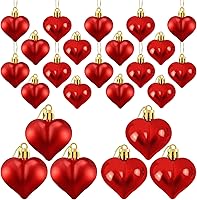 Vista 1 de 24 adornos en forma de corazón para el día de San Valentín, bolas de corazón brillantes y mate, decoraciones colgantes para el día de San Valentín