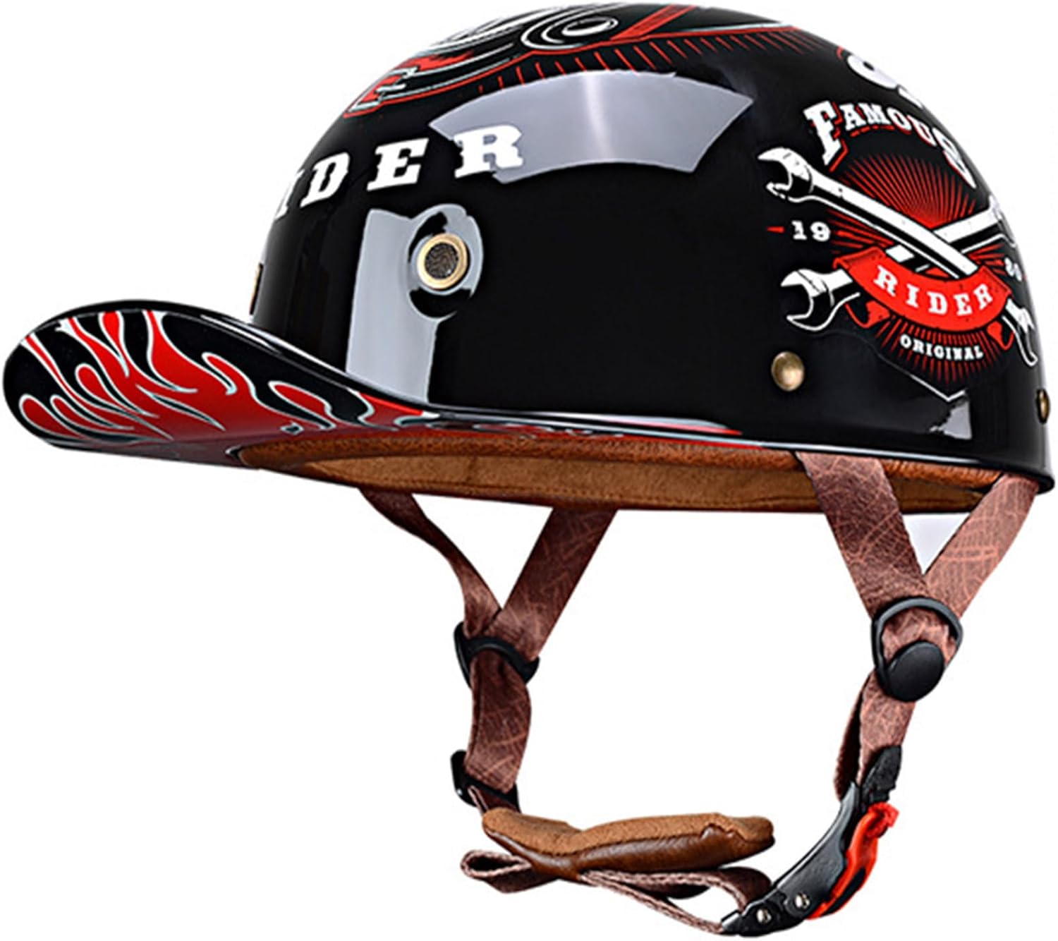 Baseball Motorcycle Helmet DOT Approved Helmets for Adults Motorcycle Half Helmet Universal Hat with Adjustable Quick Release Buckle, Bicycle Cruiser Scooter