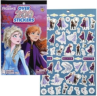 Frozen2 4 Sheet Foil Cover Sticker Pad, 200+ Stickers- 6 Pack, Blue, Small