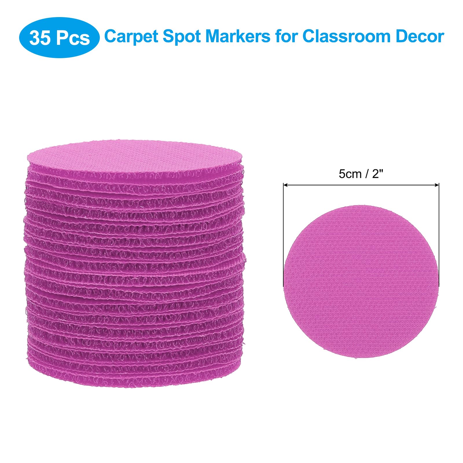 PATIKIL 2" Carpet Spot Markers, 35Pcs Circle Dot Markers Hook and Loop Carpet Spots for Decoration Elementary Preschool Teacher Pink - Image 2