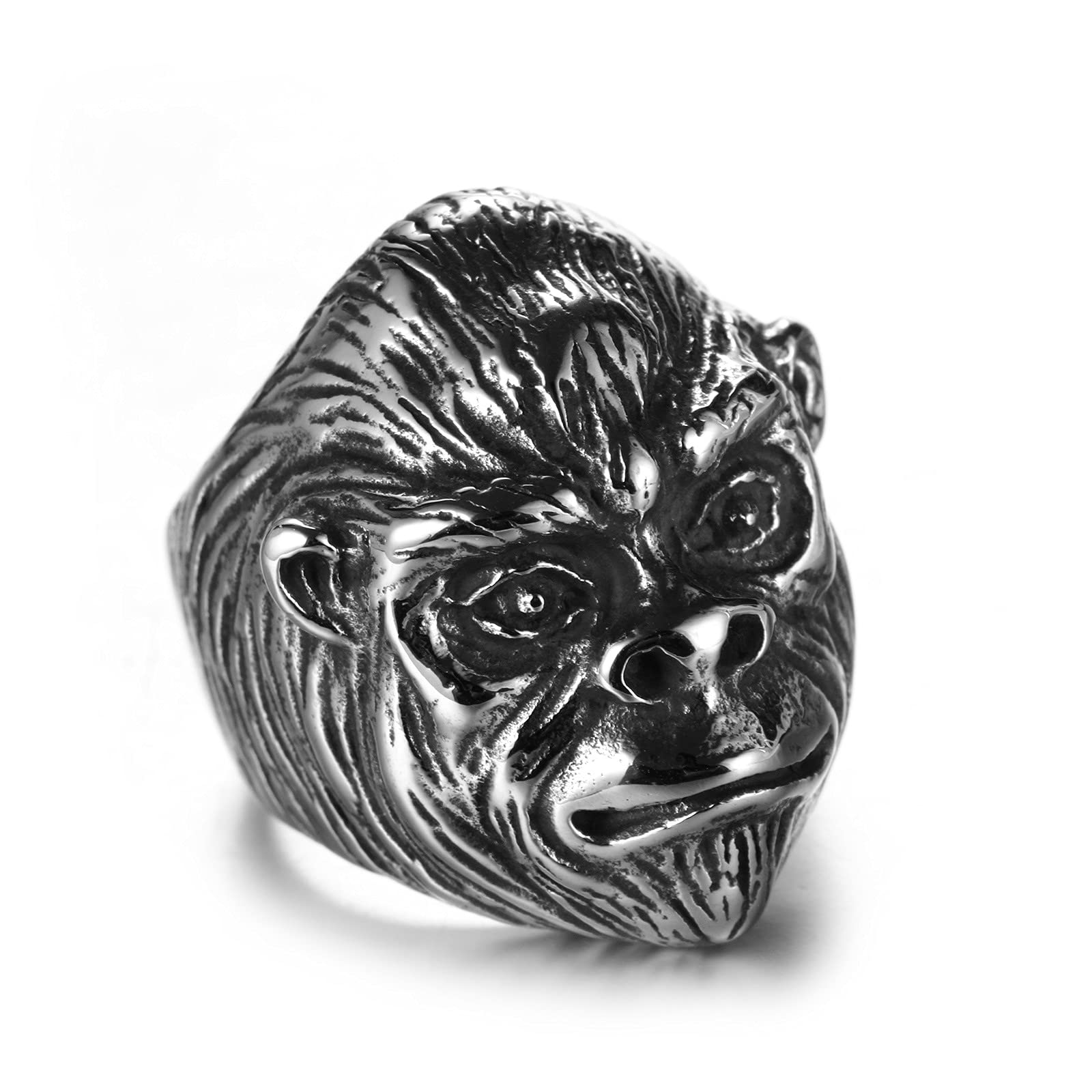 HCMA Titanium Steel Men Rings Gorilla Monkey Punk Hip Hop Cool Personality for Man Boyfriend Jewelry Creativity Gift