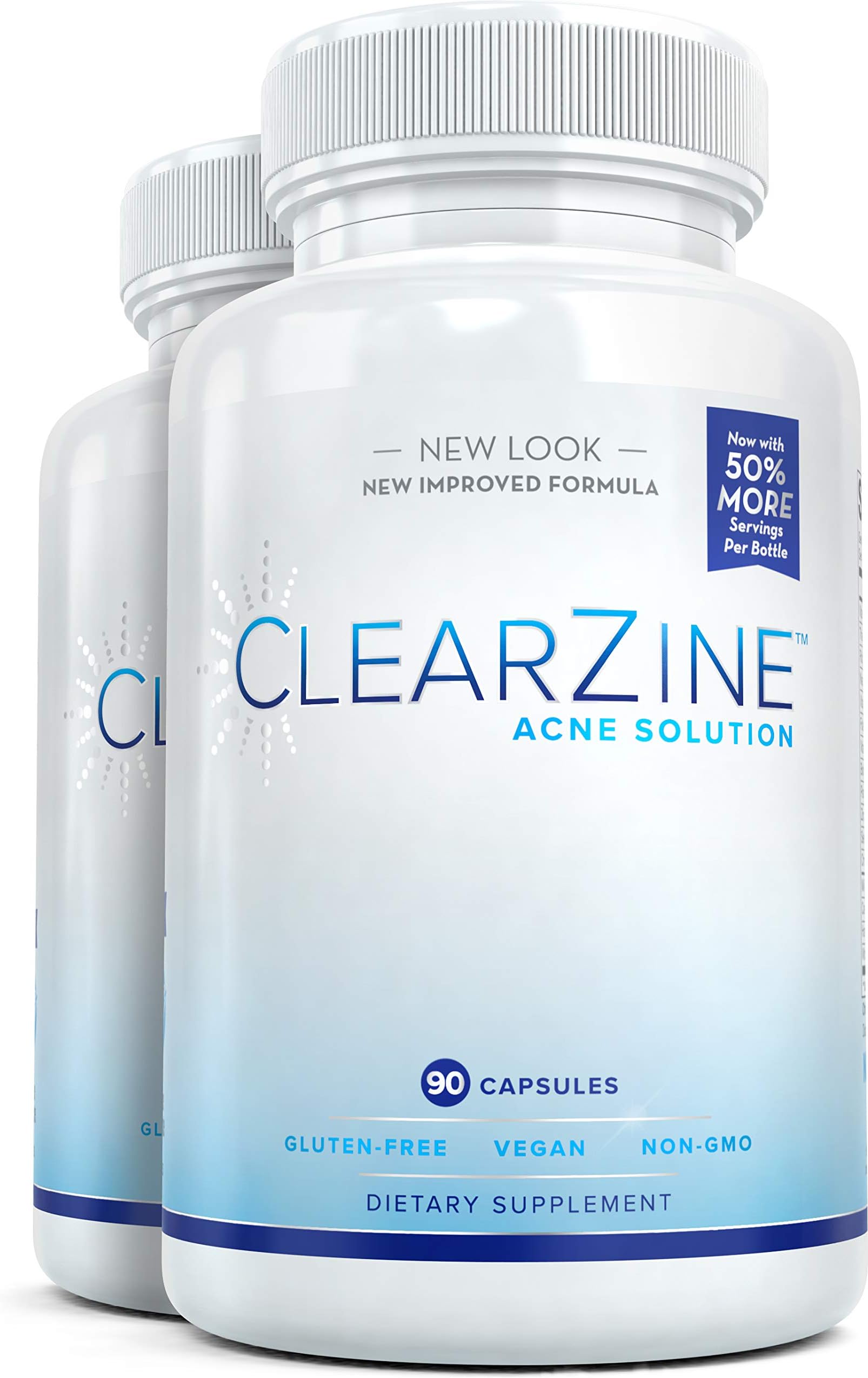 ClearZine Acne Pills for Teens & Adults (2 Bottles) Clear