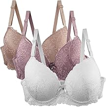 Lot de 3 Soutien Gorge Brassière Femme Dentelle avec Armature Femme Sexy Soutien-Gorge Couleurs Pures Lingerie Française Bralette Classique de Base Casual Bra a La Mode