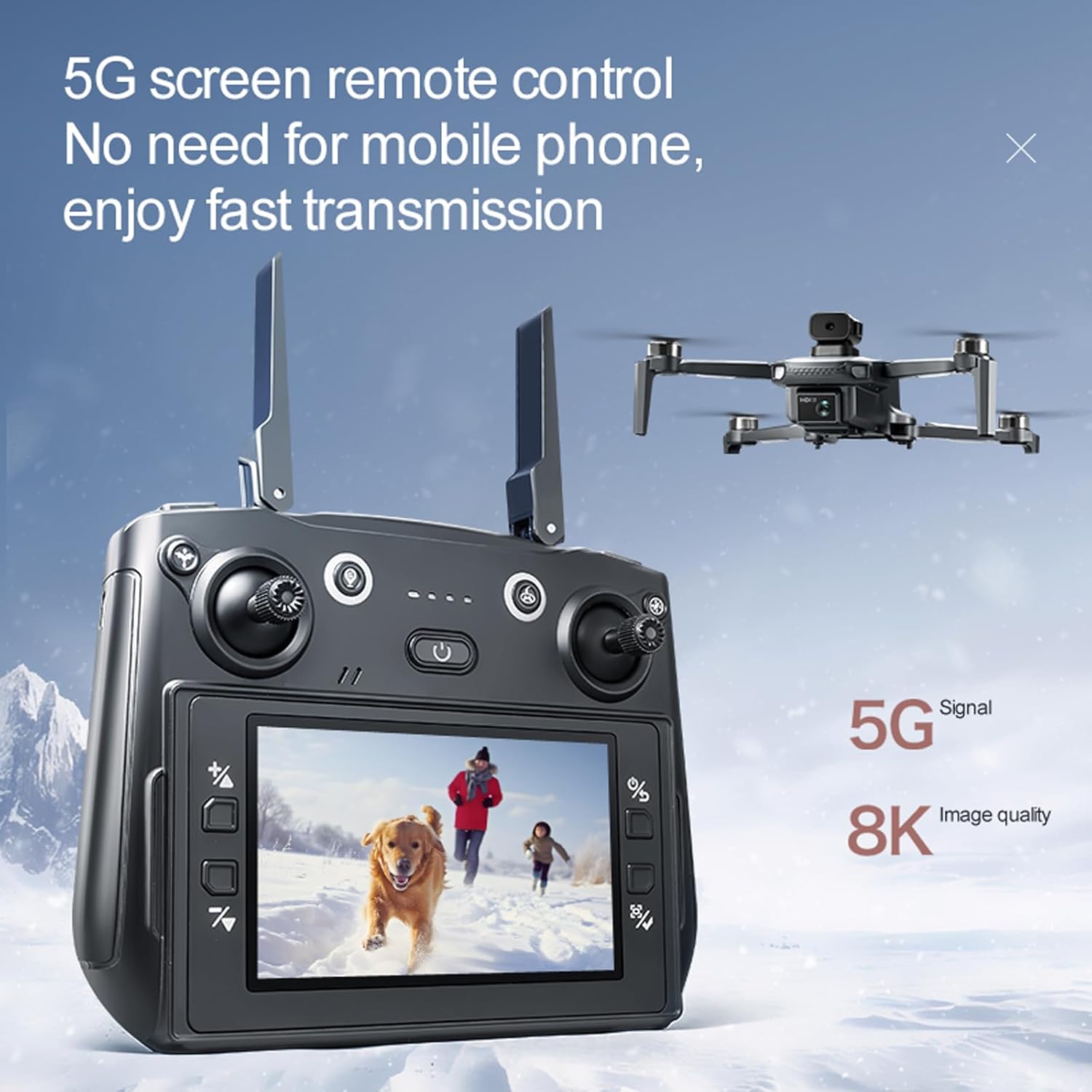 GPS drones with camera for adults 4k,4.5-inch Screen Display Drone with GPS, Dual Cameras and Foldable Design (2 batteries)