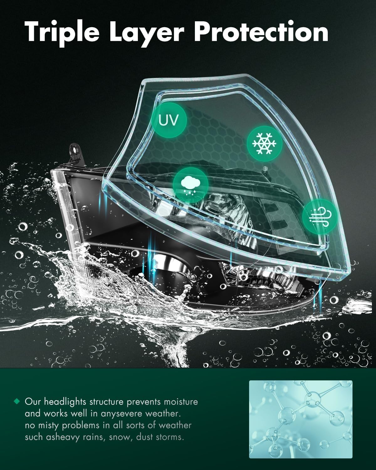 SCITOO Headlights for 2009 2010 for Dodge Ram 1500 2010-2018 for Dodge Ram 2500 3500 2011-2018 for Ram 4500 5500 Pair Headlight Assembly Black Housing Clear Reflector 68096438AG