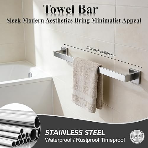 Miniatura 2 de Juego de Accesorios de Baño de 10 Piezas Níquel Cepillado Juego de Accesorios de Baño SUS304 Juego de Barras de Toalla Incluye 2 Barras de Toalla