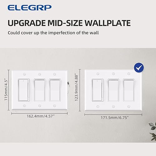 Miniatura 4 de ELEGRP Platos decorativos de pared de 3 bandas, tamaño mediano 4.88 pulgadas de alto x 6.75 pulgadas de largo, cubierta frontal termoplástica