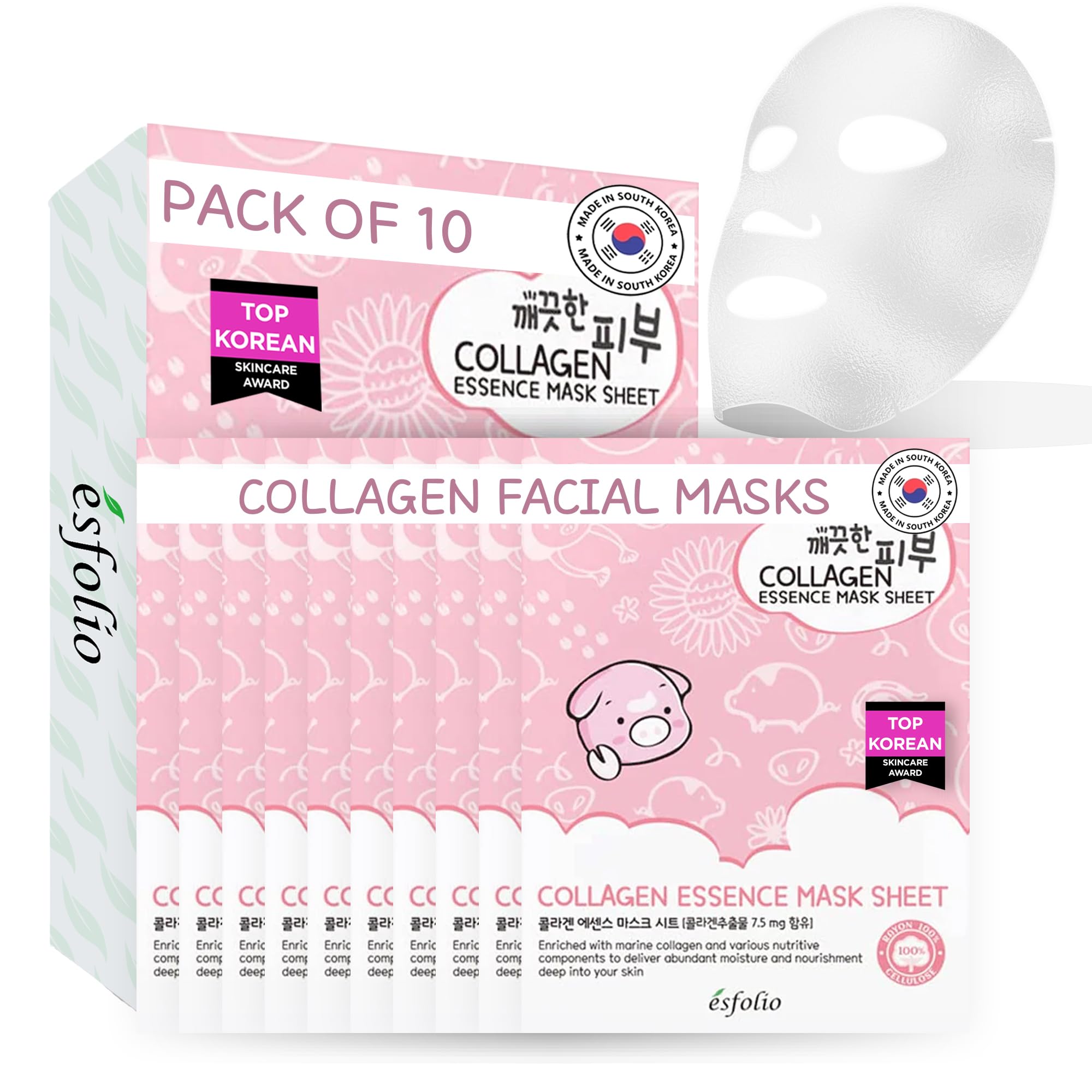 Esfolio Pure Skin Collagen Essence Mask Sheet (10 Sheet per Pack)