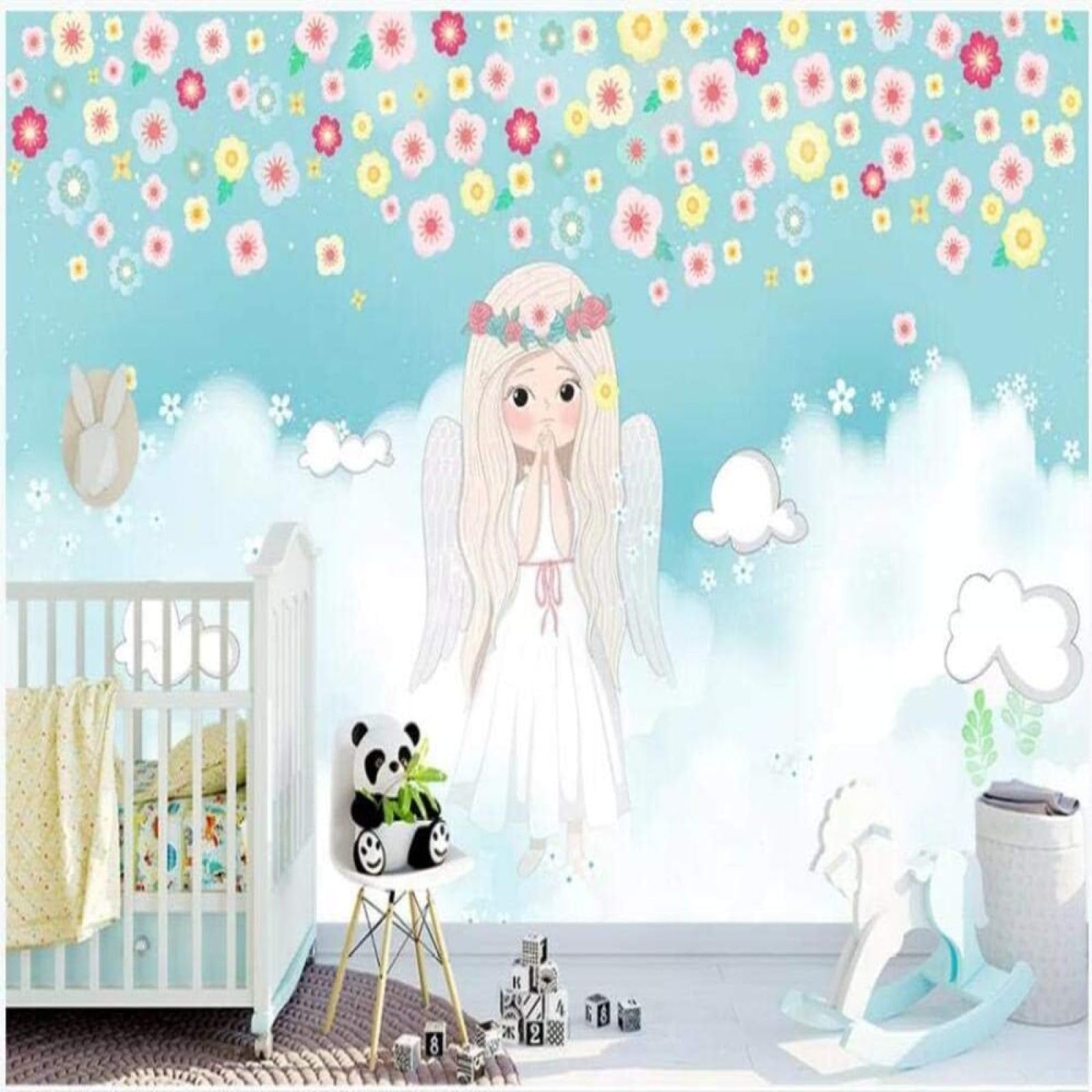 Mural de pared infantil de nubes para dormitorio de niña
