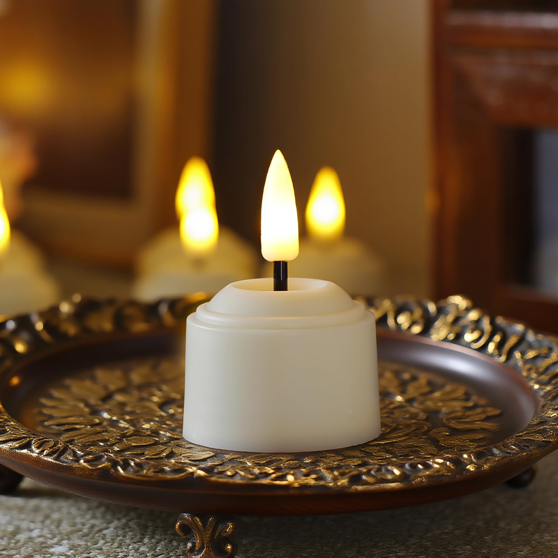 Bryxidor Rechargeable Tea Light 6pcs Timer Remote LED Candles with Charging Station - Image 4