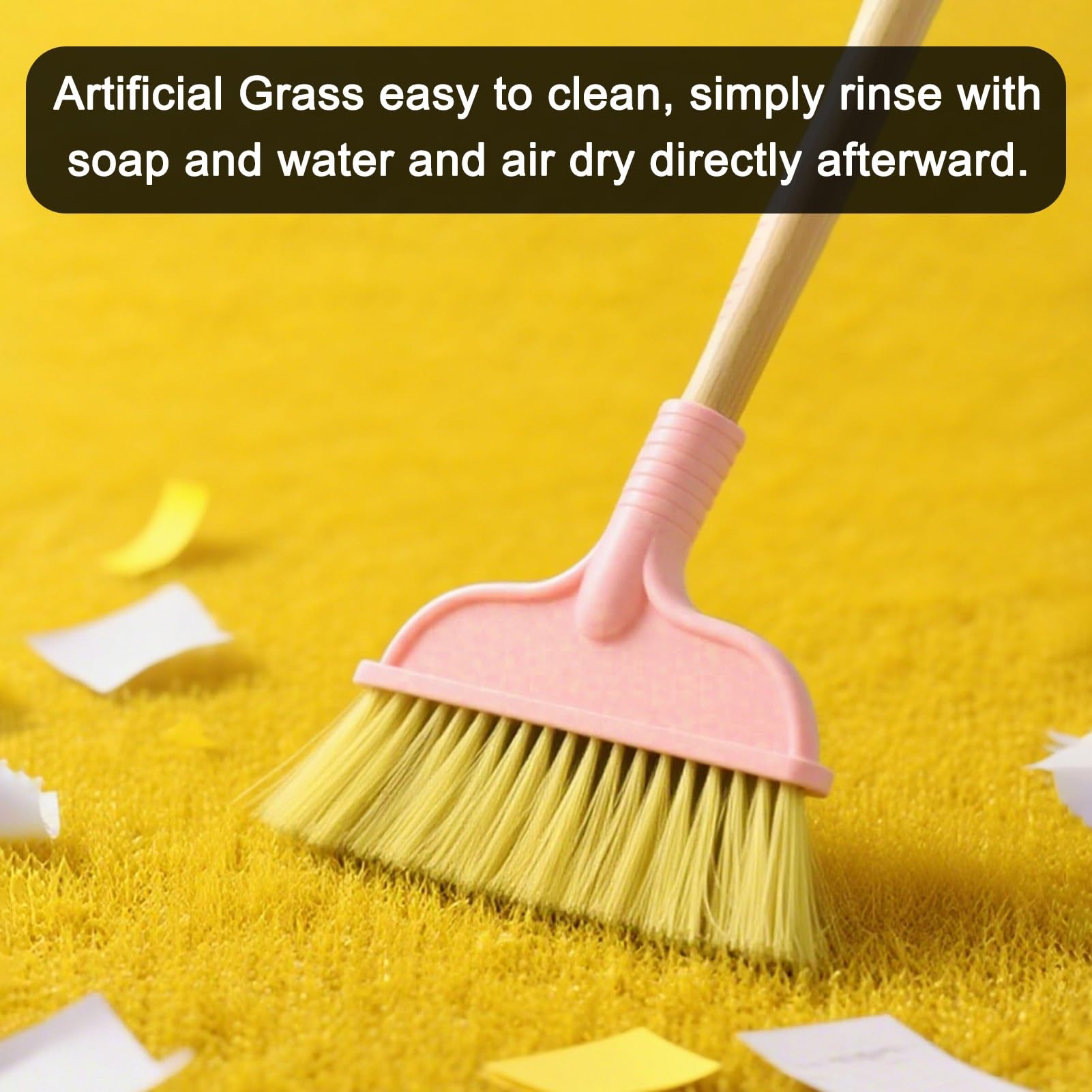 Tappeto in erba artificiale per esterni, con fori di drenaggio e retro in gomma, per giardino (lungo 1 m)
