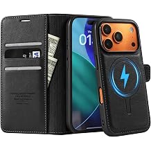 Magnetic for iPhone 17 Pro Wallet Case with Card Holder for Women and Men,RFID Blocking Credit Slots Detachable Leather Wallet Flip Folio Phone Cover for iPhone 17 Pro 6.3".Black