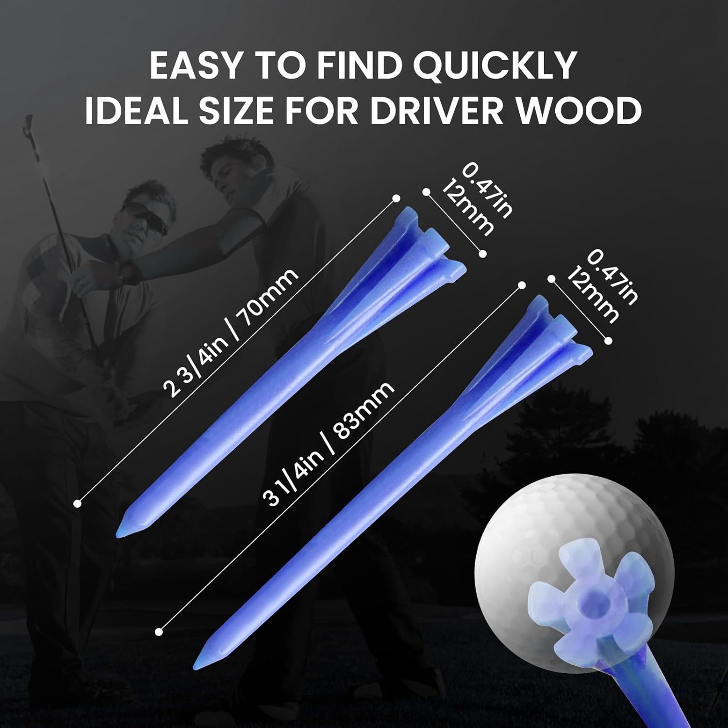 FINGER TEN Golf Tees Plastic Unbreakable Easy to Find Bulk Value 200/500/1000 Count, 2 3/4 3 1/4 Inch Stable Tee Driving Range Reduce Friction, Green Red White USA Flag Practice