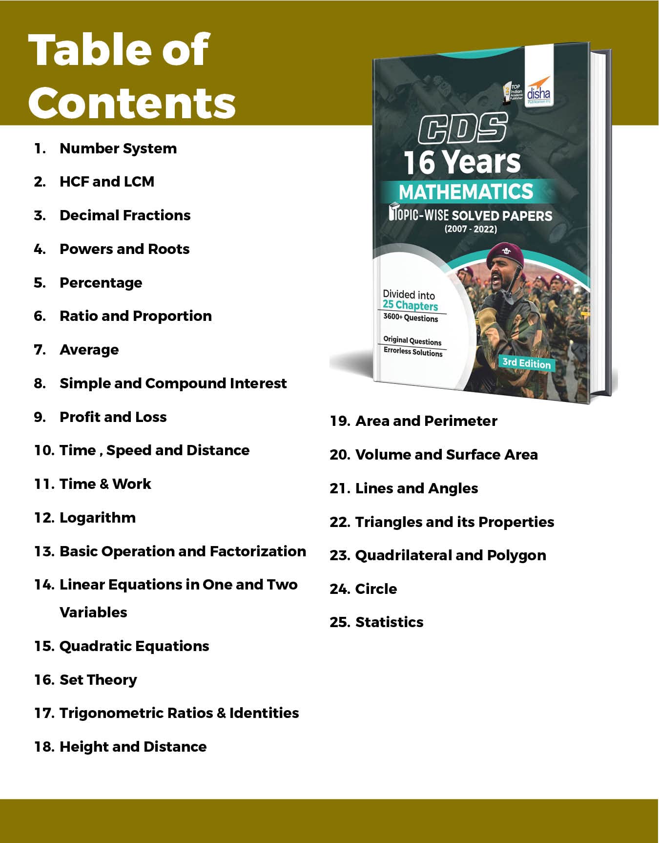 16 Previous Years CDS Mathematics, English & General Knowledge Topic-wise Solved Papers (2007 - 2022) set of 3 Books - 2nd Edition 2