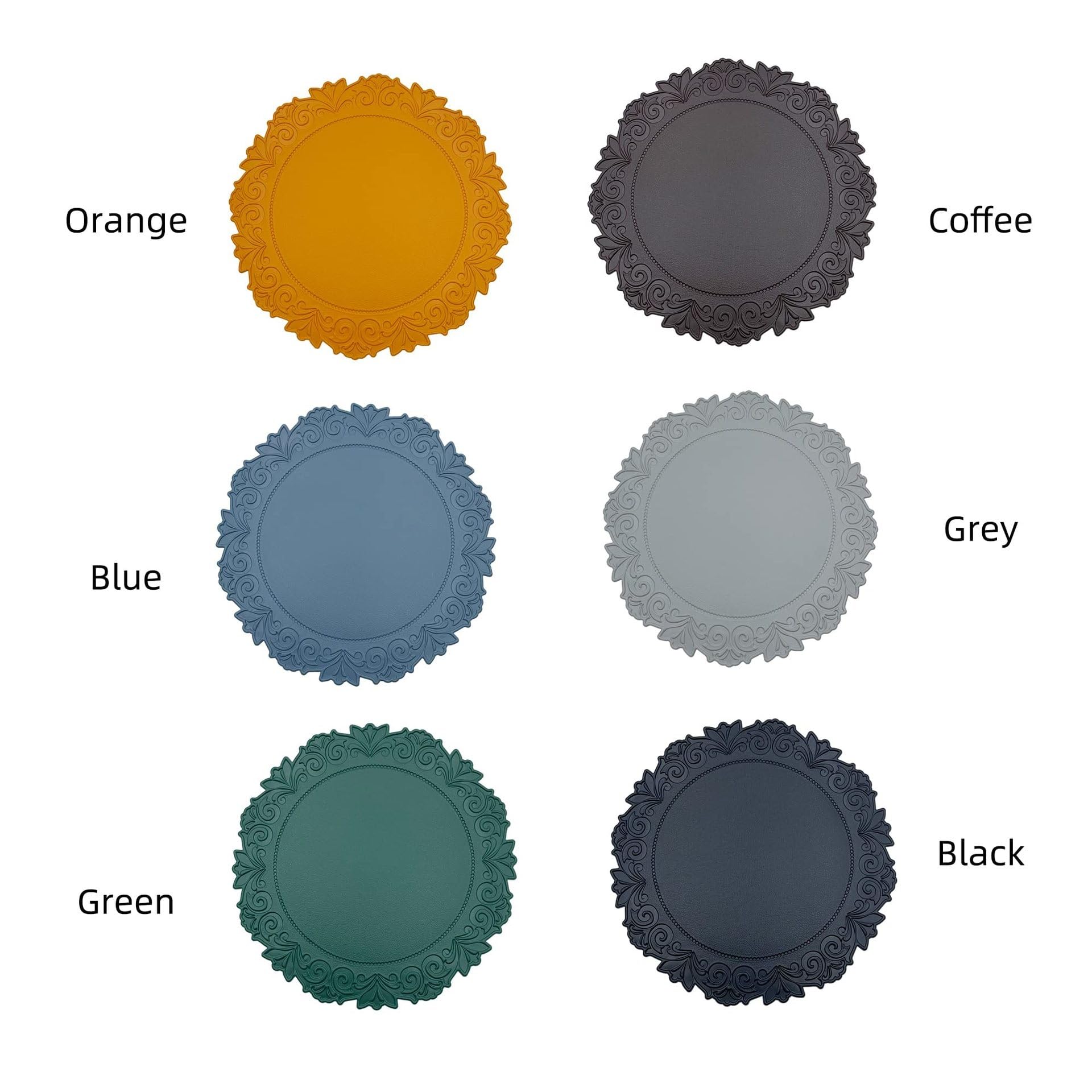Napperon de Table Rond en Simili Cuir gaufré européen, Lavable, adapté à la décoration Maison