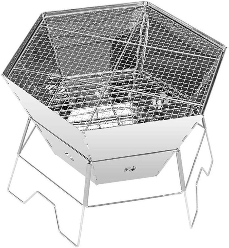 BBQ Grill Outdoor Barbecue Grill Household Picnic Thick Stainless Steel Charcoal Multi-Person Barbecue, with Outdoor Portable Folding Picnic Shelf, 30X22X22cm