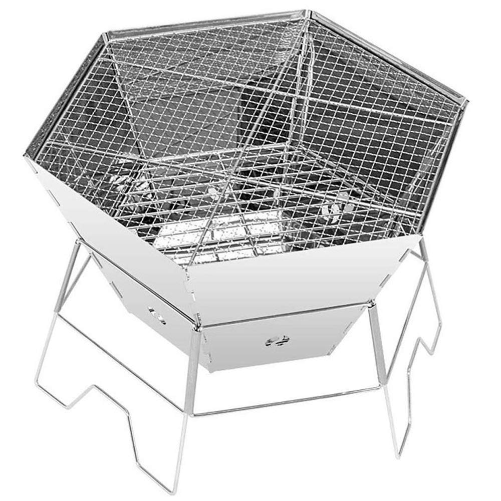 BBQ Grill Outdoor Barbecue Grill Household Picnic Thick Stainless Steel Charcoal Multi-Person Barbecue, with Outdoor Portable Folding Picnic Shelf, 30X22X22cm