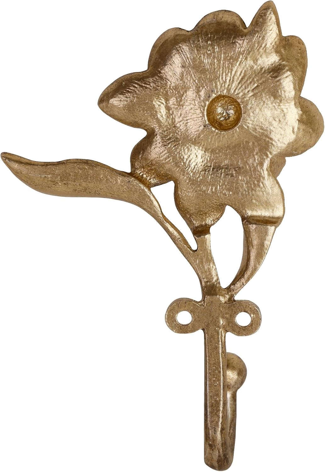 SOFFEE DESIGN 2PCS Golden Flower Metal Hooks, Heavy Duty Coat Hanger for Entryway Bathroom Living Room, Vintage Style Robe Hook