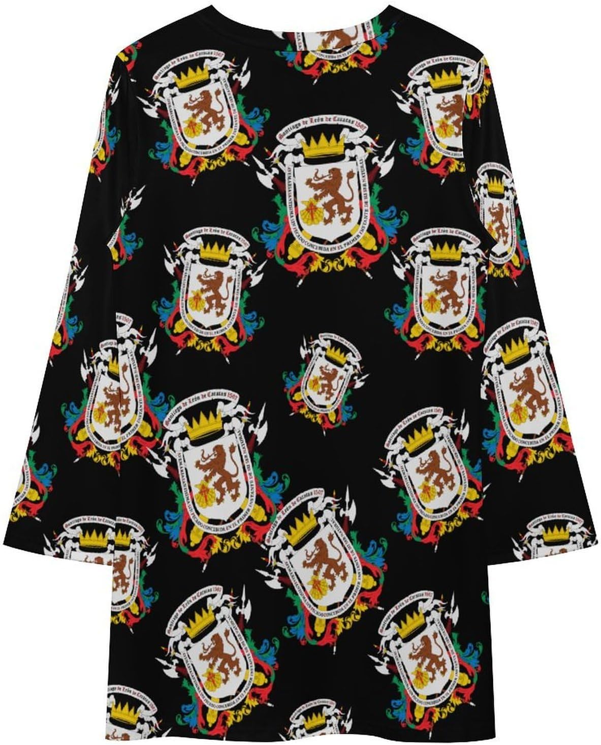 Coat of Arms of Caracas Women's Fleece Sleeve Sweatshirt Dress Long Pullover Casual Dresses