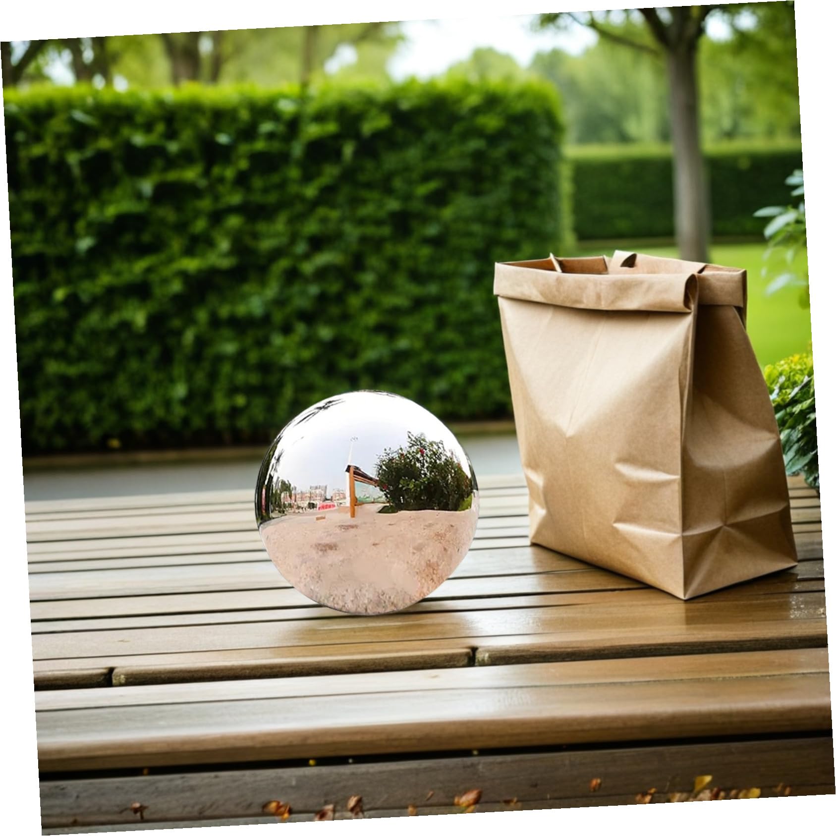 Abaodam Sfera Decorativa Argento Lucido in Acciaio Inossidabile da Giardino Palla Riflettente Resistente e Non Deformabile, per Cortili e Ambienti Esterni