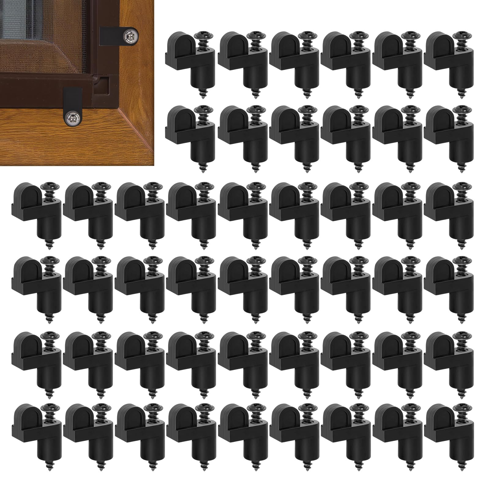Clips retenedores de mosquiteros de 1 cm para ventanas y puertas de hogar u oficina (48 piezas)