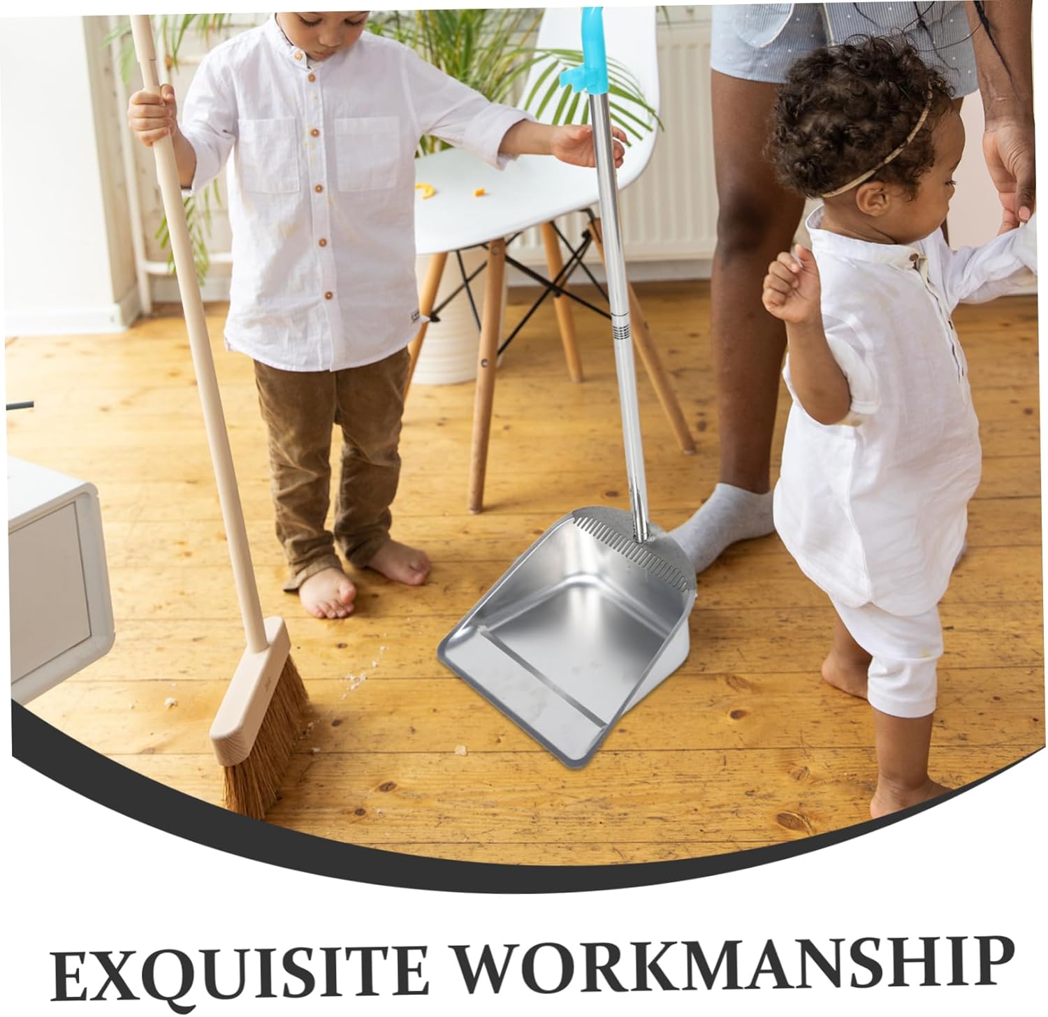 BESTYASH Dust Pans Long Handle Heavy Duty Metal Upright Dustpan Sturdy for Home Lobby Shop Garage