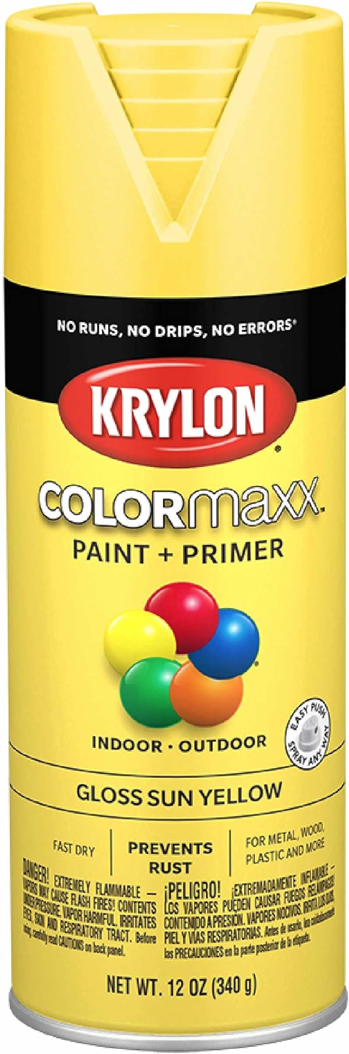 Krylon K05541007 COLORmaxx Spray Paint and Primer for Indoor/Outdoor