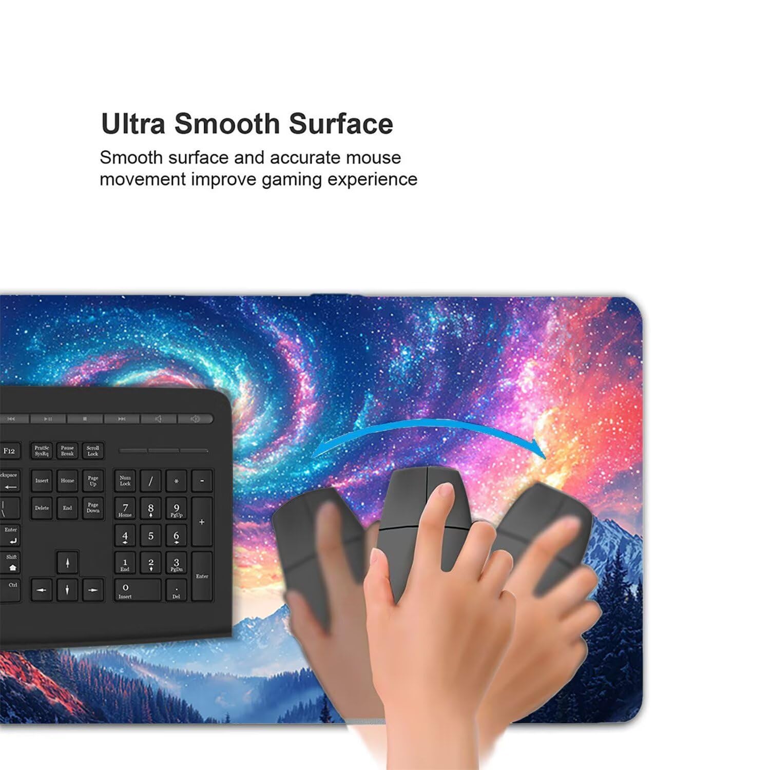 Podkładka pod mysz do gier XXL Mousepad 1000 x 500 mm, duża podkładka pod biurko z antypoślizgową gumową podstawą dla graczy, poprawia precyzję i szybkość (gwiaździste niebo) X-907