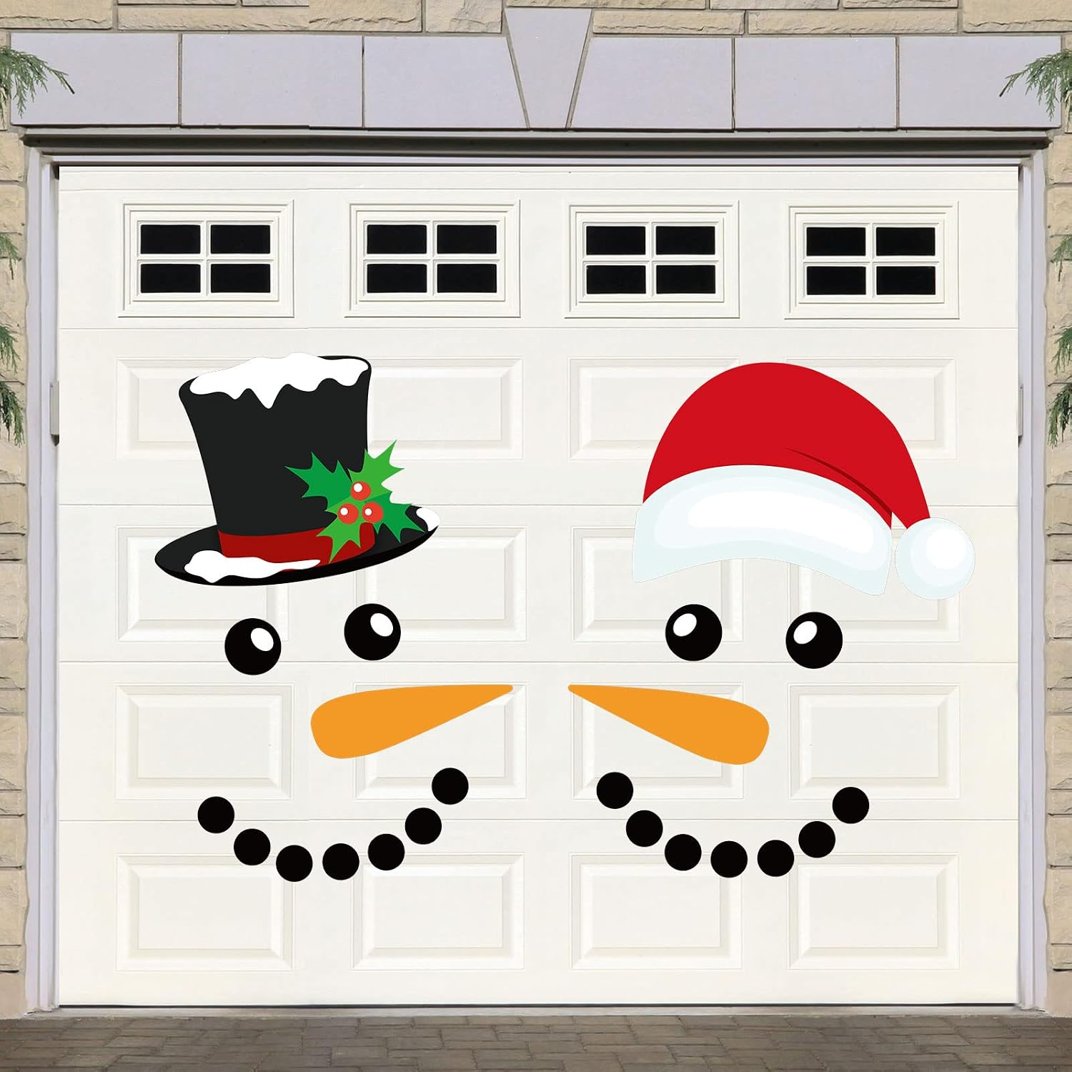 Coume 22 Pieces Merry Christmas Decorations Garage Door Decor Snowman Magnets Stickers Refrigerator Decal Face Set Reflective Car Magnetic for Xmas Holiday Fridge
