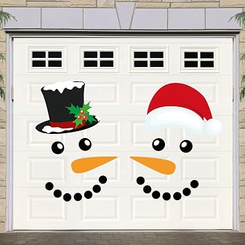 Coume 22 Pieces Merry Christmas Decorations Garage Door Decor Snowman Magnets Stickers Refrigerator Decal Face Set Reflective Car Magnetic for Xmas Holiday Fridge