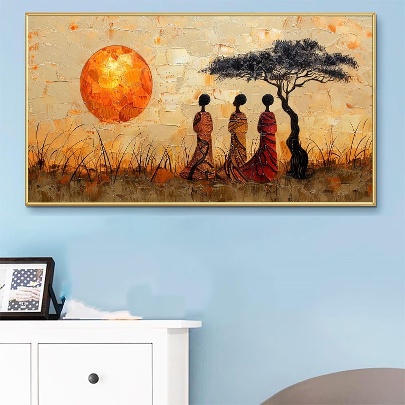 Peinture Numero Adulte Femme Peinture Numéro Afrique DIY Coloriage par Numero Adulte 90x180cm avec Pinceaux et Acryliques, Sans Cadre, Kit Activité Manuelle Pour Décoration Été Maison Salon RB-73