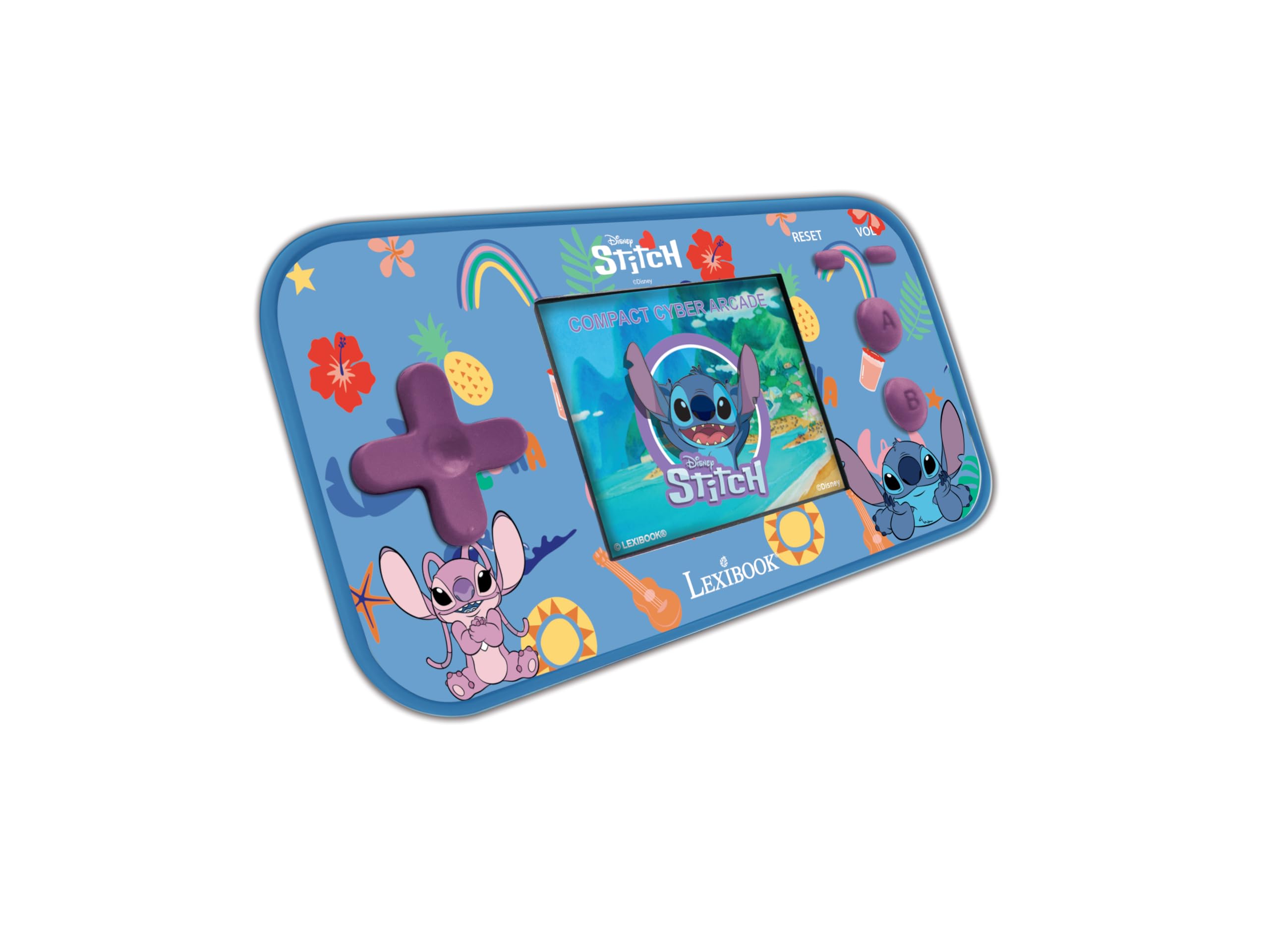 Lexibook Disney Stitch Console Portable Compact Cyber Arcade 150 Jeux Écran Couleur LCD Piles Bleu JL2367D