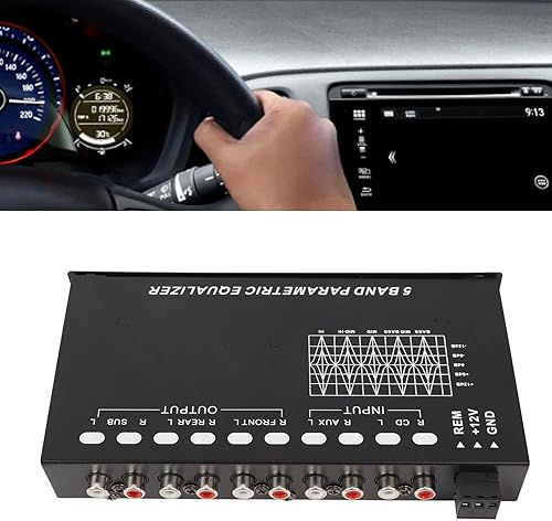 Miniatura 3 de Fydun Ecualizadores de amplificador de coche,Ecualizador gráfico de audio para coche,Ecualizador de audio de coche ajustable 5 bandas sintonización