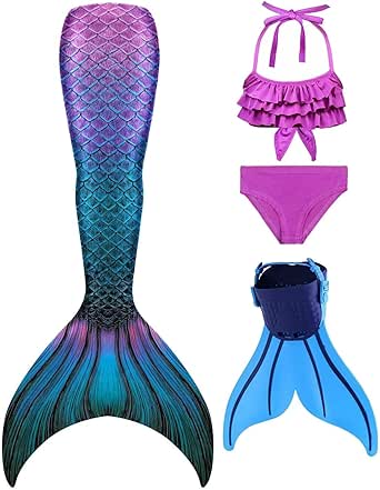 Mermaid Tails with Monofin for Girls and Boys Swimming Mermaid Swimsuit Bikini