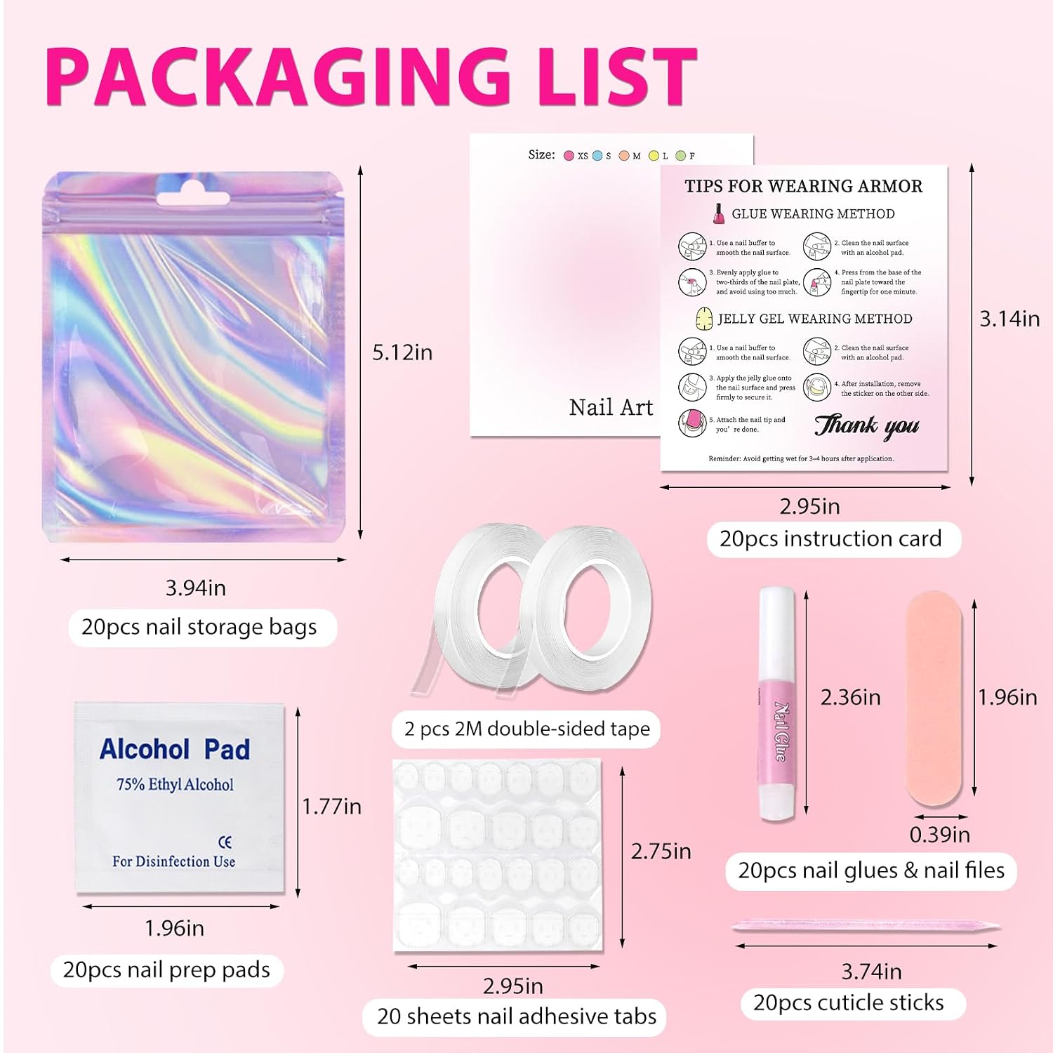 20 Sets Nails Packaging Bags for Press On Disposable Press On Nail image 2