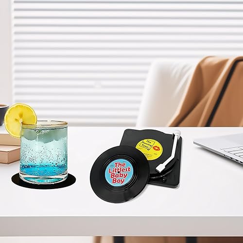Miniatura 2 de 6 posavasos de vinilo para discos, almohadillas de bebidas únicas con temática musical, divertidos regalos de inauguración de la casa para hombres y