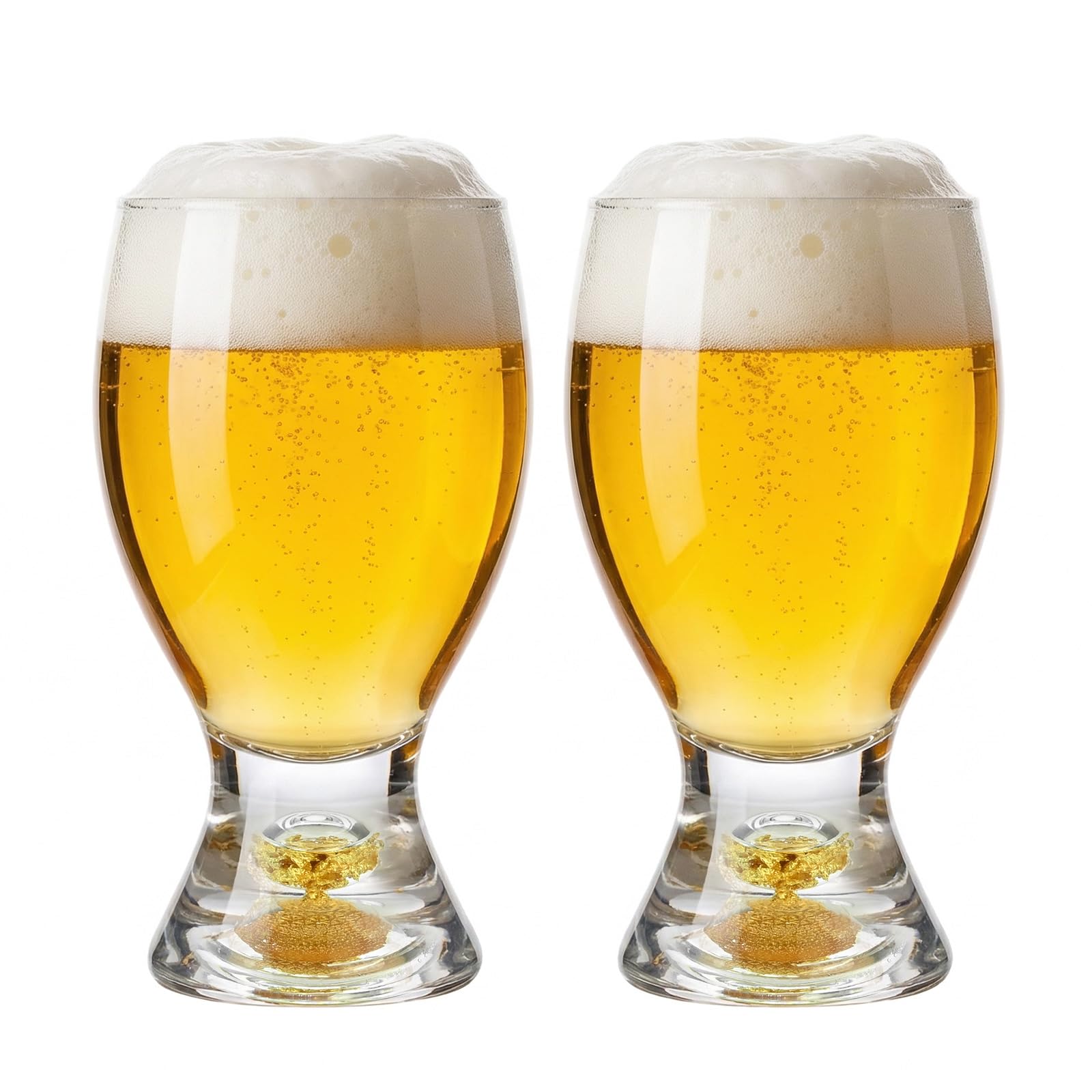 Whisky Glasses, Pint Glasses Set of 2, Gold Foil Beer Mug, 385ML Beer Glass for Brandy, Bourbon, Tequila, Scotch, Pilsner, Cider Gifts for World Cup Men Dad Uncle Grandad Husband Boyfriend Presents