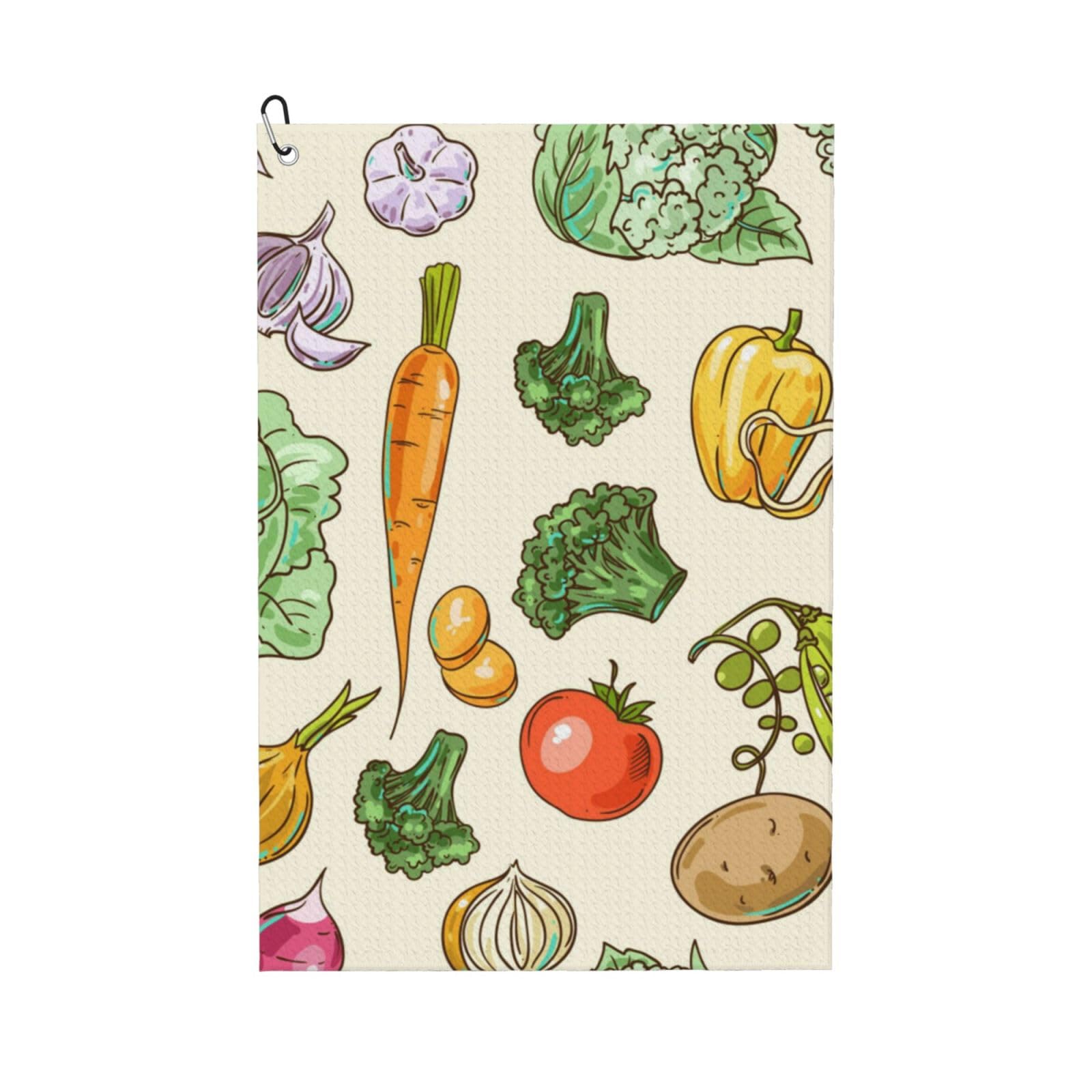 Hnnkloy Beautiful Hand Drawn Vegetables, 16x24 in Portable Waffle Golf Towels with Carabiner Clip for Golf Bag