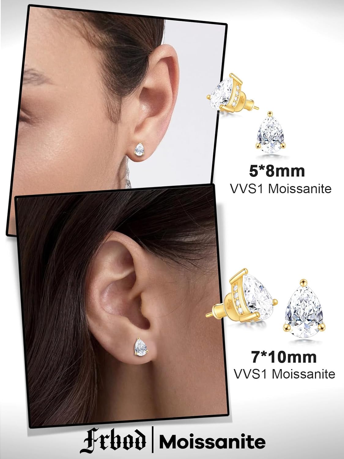 Women’s 2-4 Carat Moissanite Stud Earrings, D Color VVS1 Clarity Oval/Emerald/Pear/Round/Princess Cut Moissanite Earrings with Gold Plated, 925 Sterling Silver Solitaire Studs for Men
